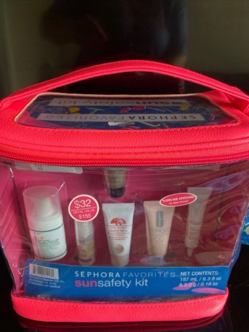 Sephora Pink Clear Sunsafety Travel Pouch with Skincare Samples